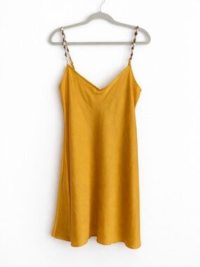 Gianni Bini Golden Yellow Satin Slip Dress- Large